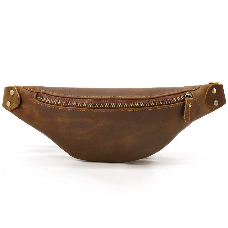 Sac de ceinture en cuir Retro Crazy Horse multifonctionnel homme