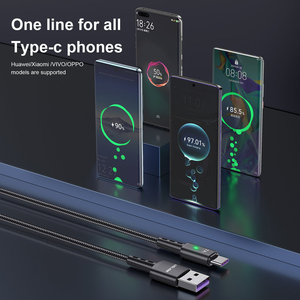 Câble de recharge 2M allongé tressé Type-c adapté pour le téléphone de données charge rapide