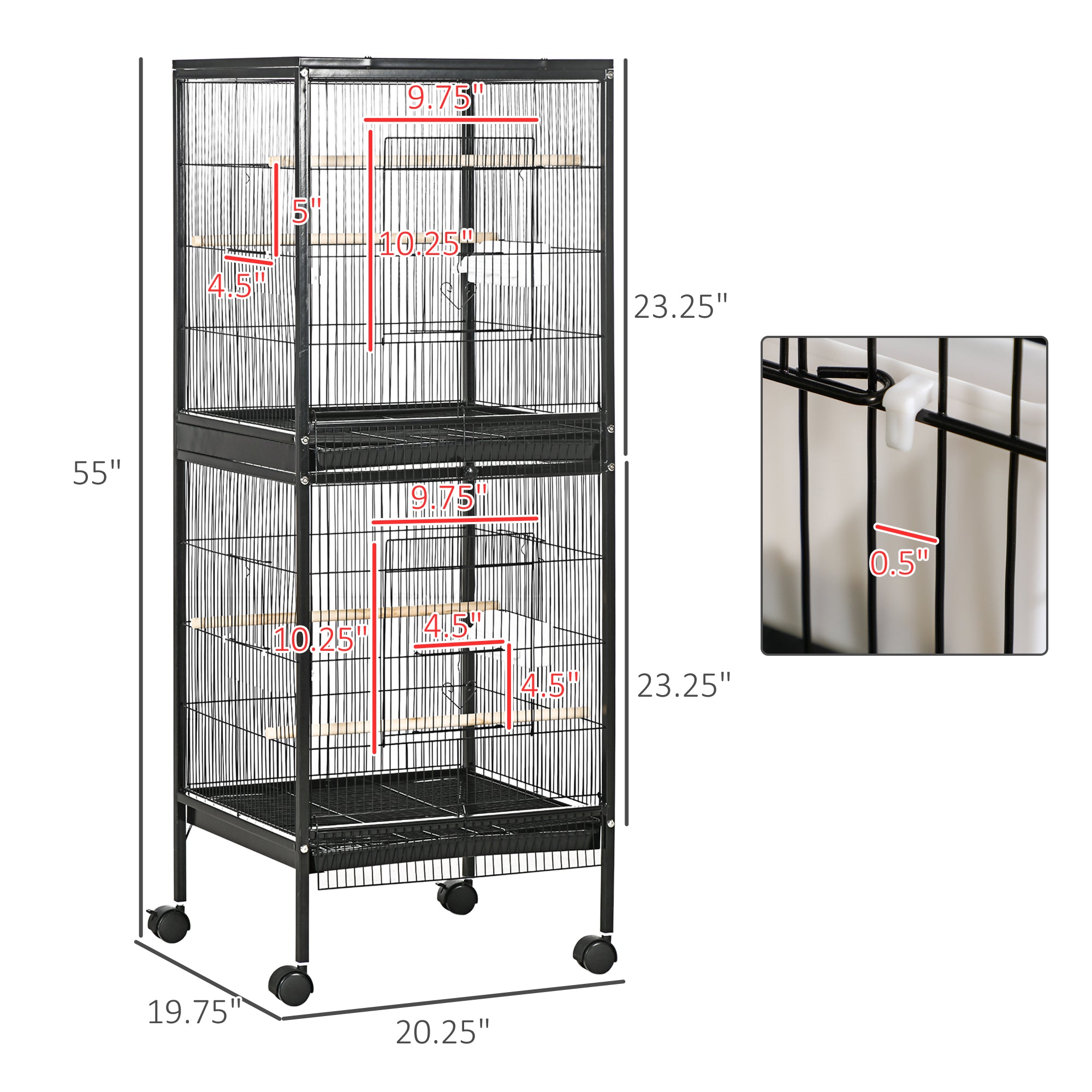 55" 2 En 1 Bird Cage Aviaire Parakeet House pour les nageoires