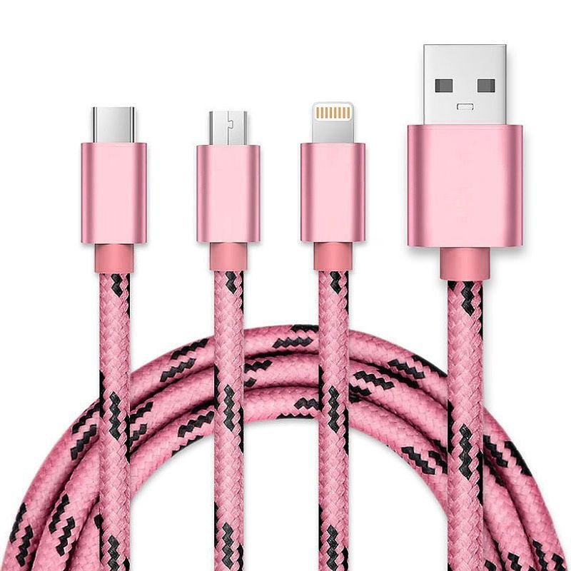 3-in-1 USB-C Cable for iOS Android and Type-C Devices