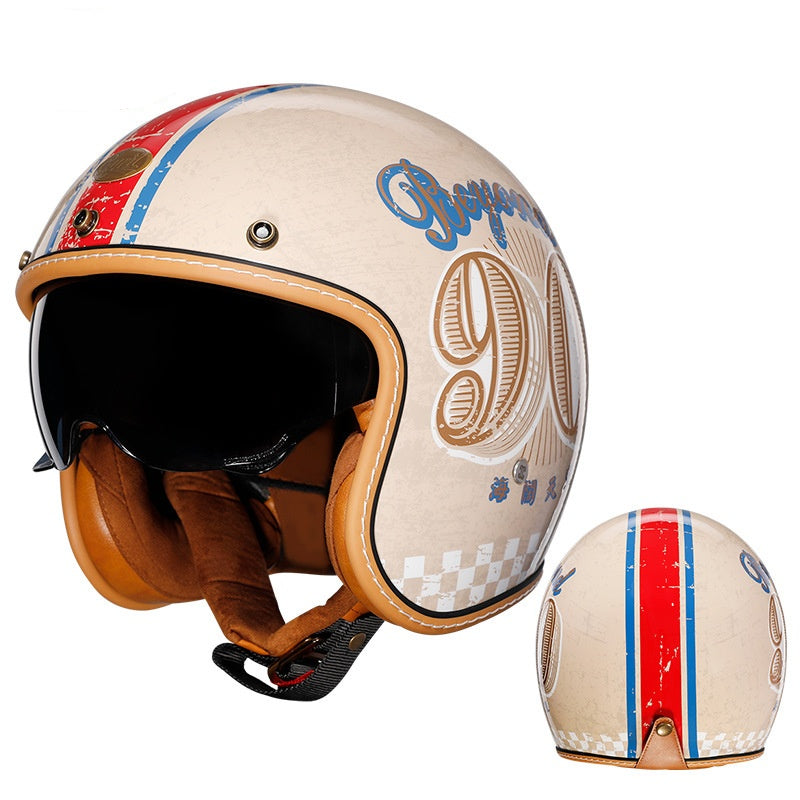 Retro motorcycle half helmet