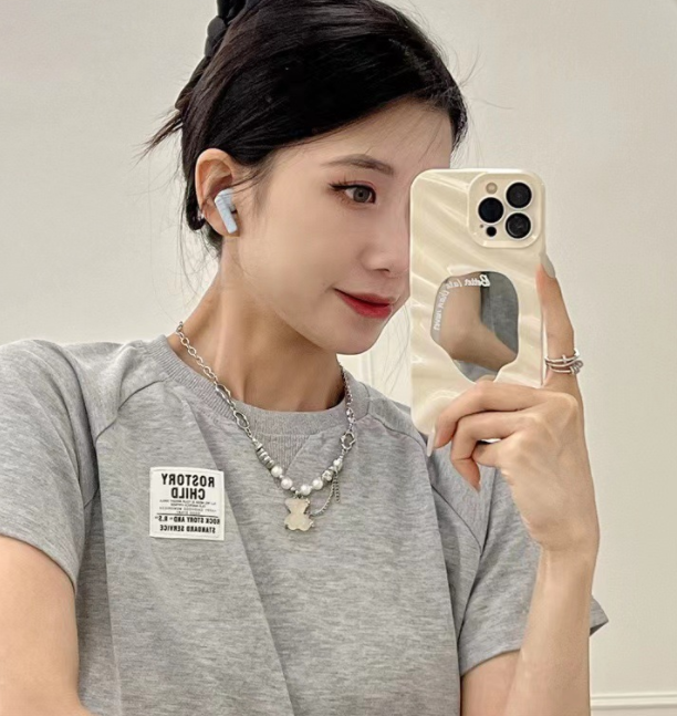 Cas de téléphone à miroir géométrique de motif d'onde