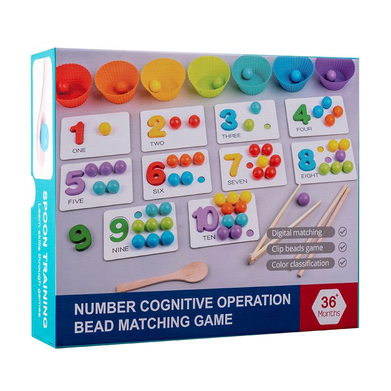 Montessori Apprentissage précoce Jeu de mathématiques Educationnel Perle-picking Set pour la reconnaissance de nombre et