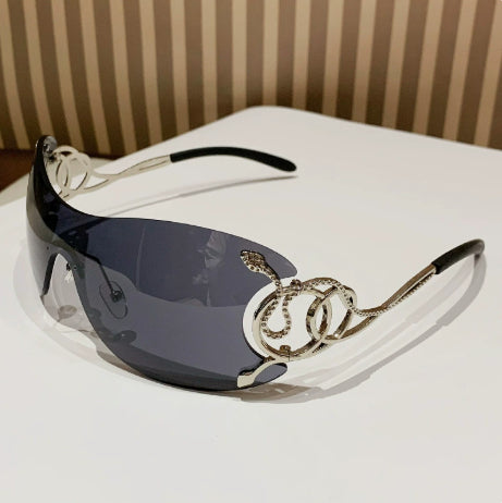Lunettes de soleil en forme de cobra Sporty Rimless Coupe latérale