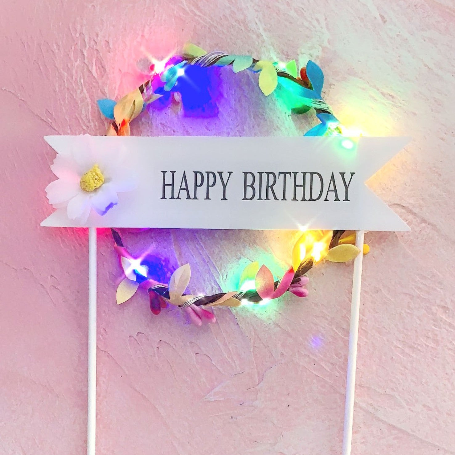 Cake d'anniversaire créatif ronde Garland Inserts de lumière