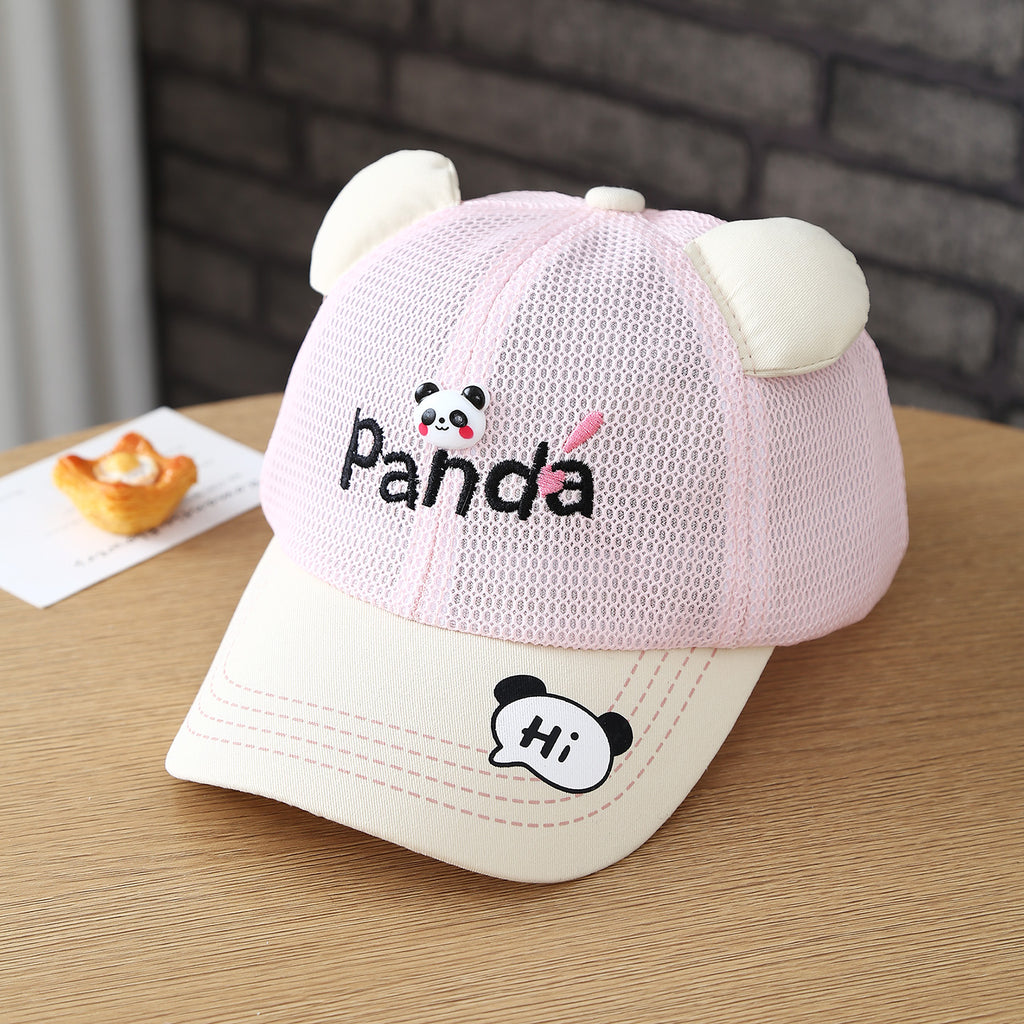 Lettre brodée d'été Mesh Cartoon Panda Respirant Cap de baseball bébé pour les garçons et le gir