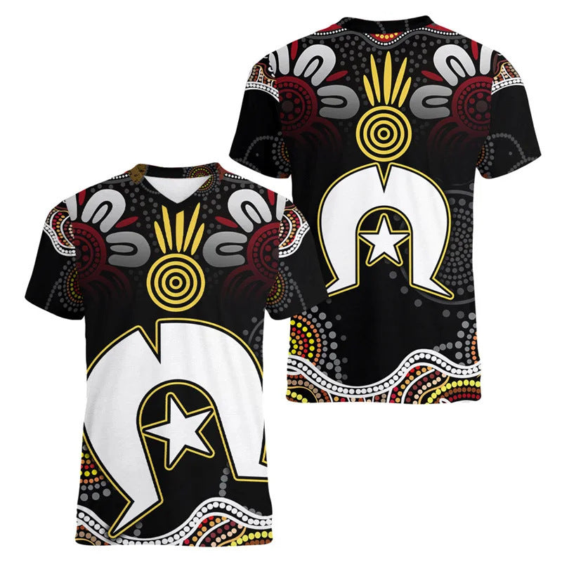 Modèle Kangaroo australien T-shirt pour enfants Imprimé Animal Pattern Sports Col V Court-
