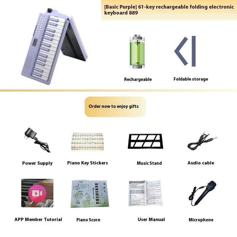 Chargement Portable Smart pliage 61 Piano à clé
