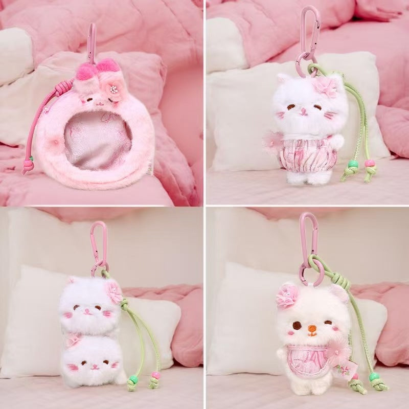Mignon cerise Blossom Kitten Plush Rangement Kawaii Sac Charm