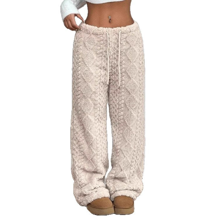 Pantalon casual chaud à l'avant couleur solide pour femmes