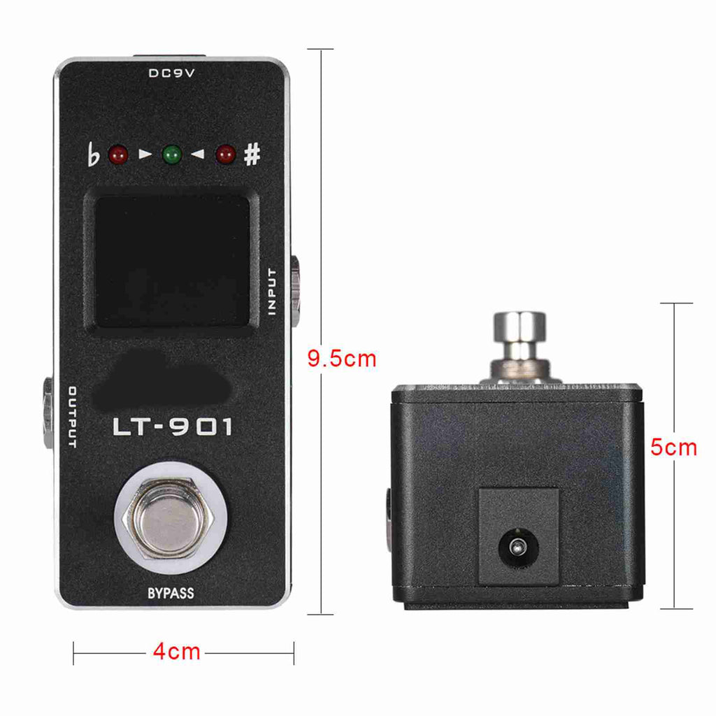 Mini Tuner de guitare chromatique Effet de pédale Vrai Bypass Affichage LCD