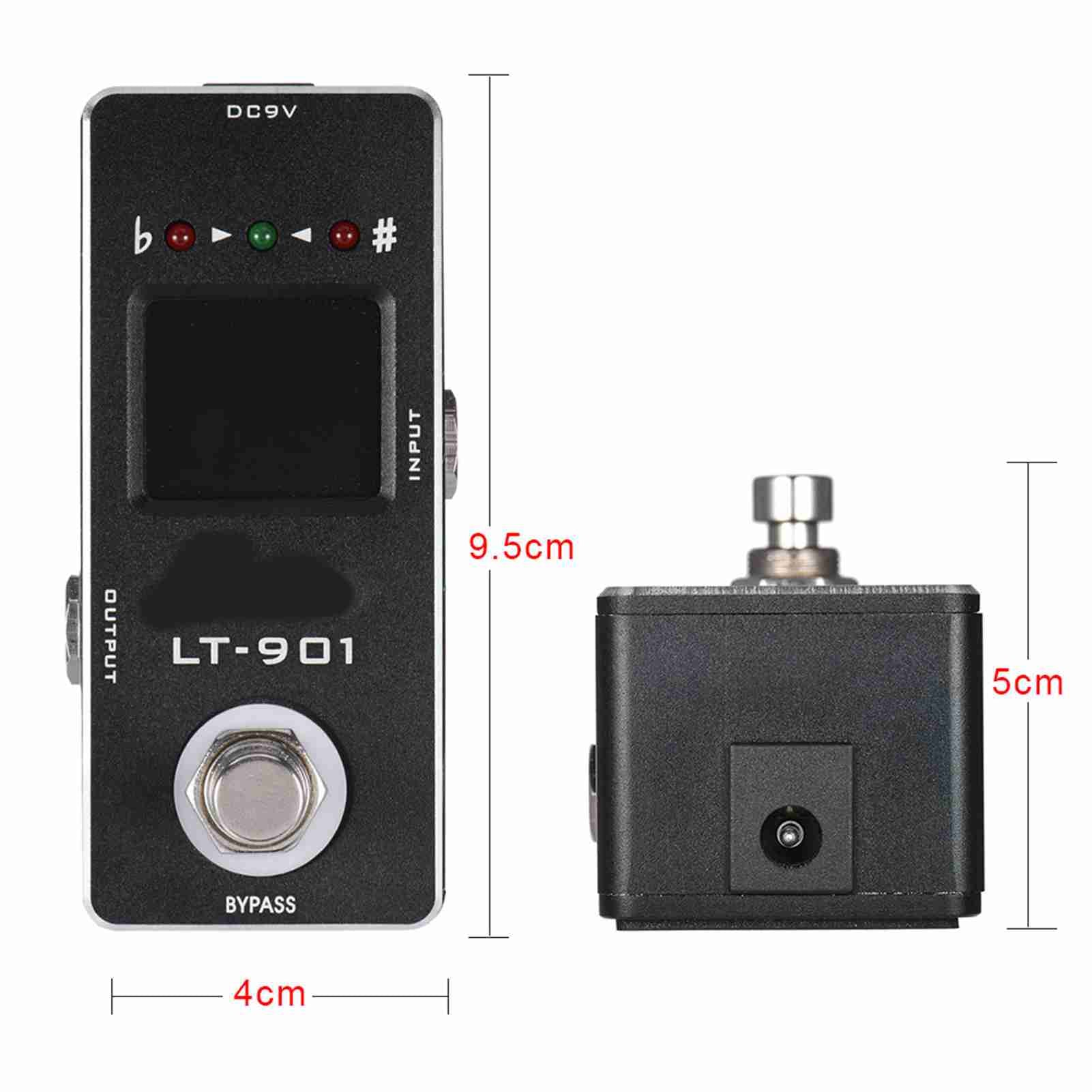Mini Tuner de guitare chromatique Effet de pédale Vrai Bypass Affichage LCD