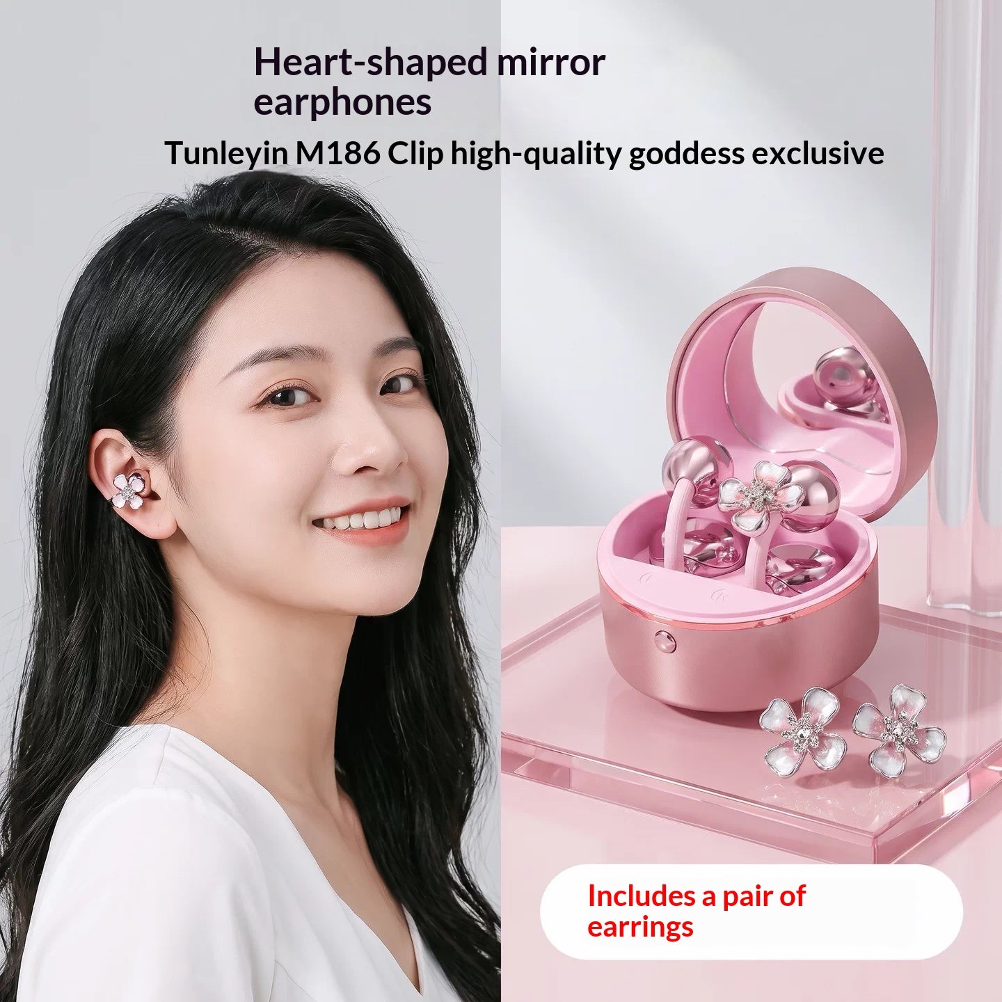 Casques Bluetooth en forme de miroir en forme de cœur