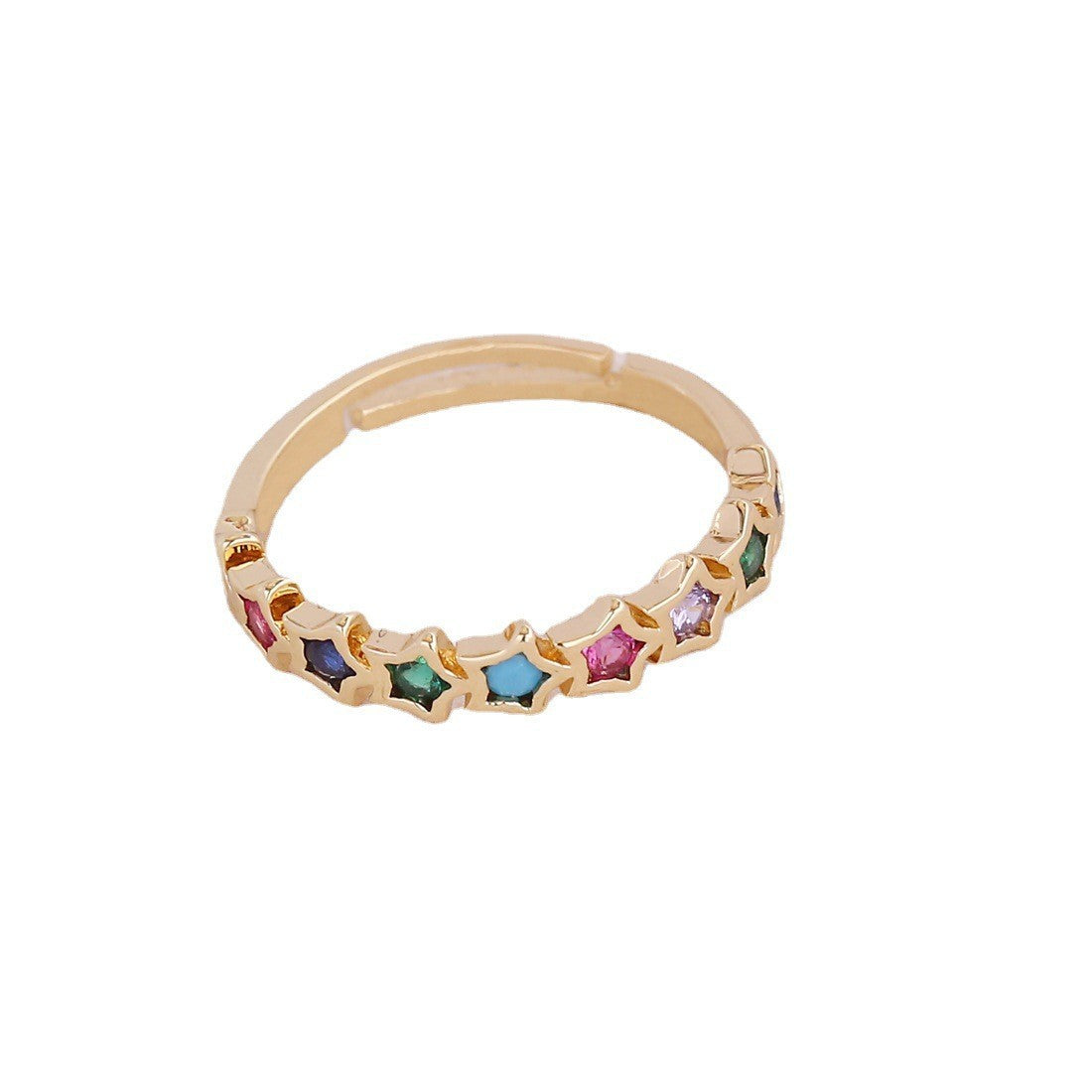 Zircon Branche Feuille et Anneau Fleur