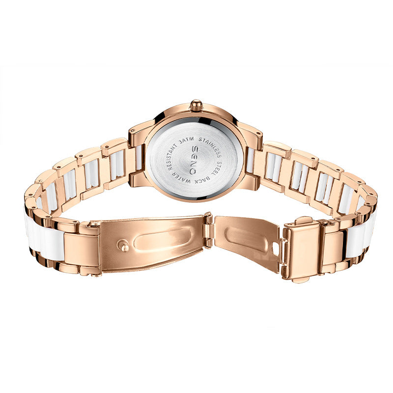Femmes Montre élégant Oval Diamond incrusté Imperméable Quartz Montre avec une lumière Di