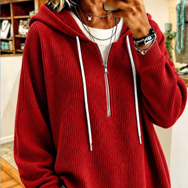 Sweatshirt à capuchon avec design décontracté et décontracté doté d'une fermeture zippée