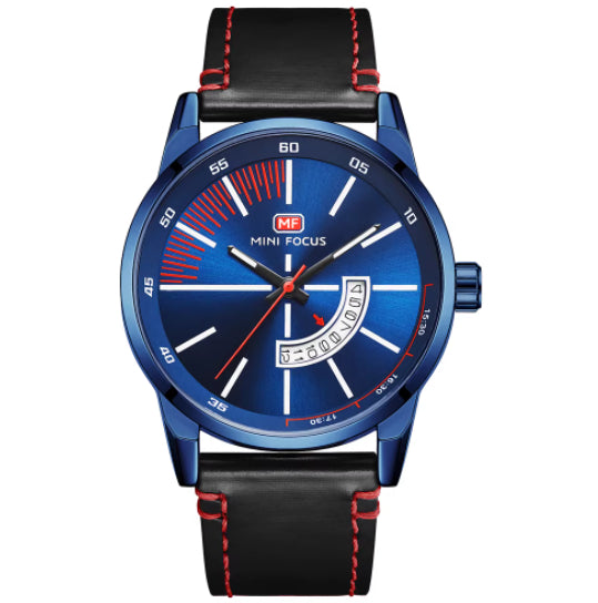 Montre de sport homme avec calendrier lumineux affichage étanche Et Bracelet en cuir véritable