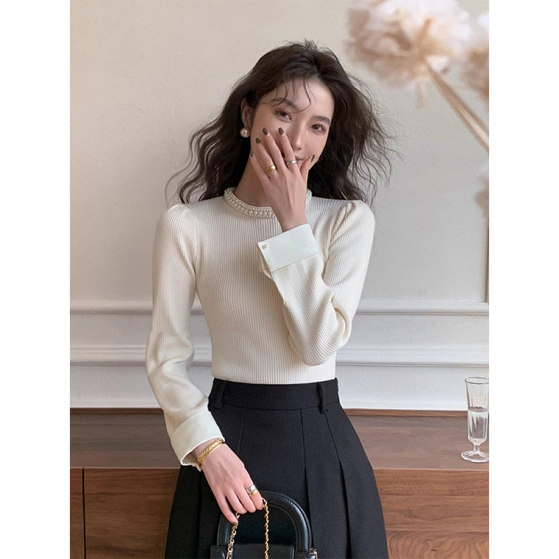 Femmes Sous-coucheuse de style Chanel Chandail d'automne précoce avec un sentiment texturé cozy