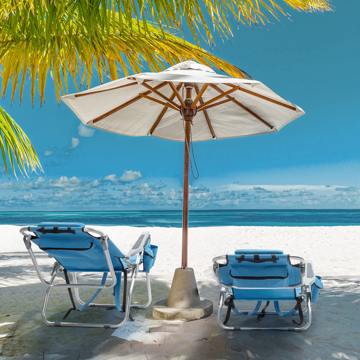 63*70*99cm Élevé Oxford Clot Argent Blanc Aluminium Tube roulement 100kg Chaise de plage Bl