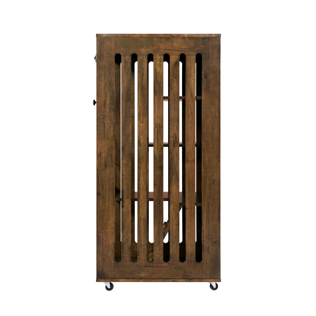 Armoire de chat en bois de caoutchouc intérieur Basia avec roues
