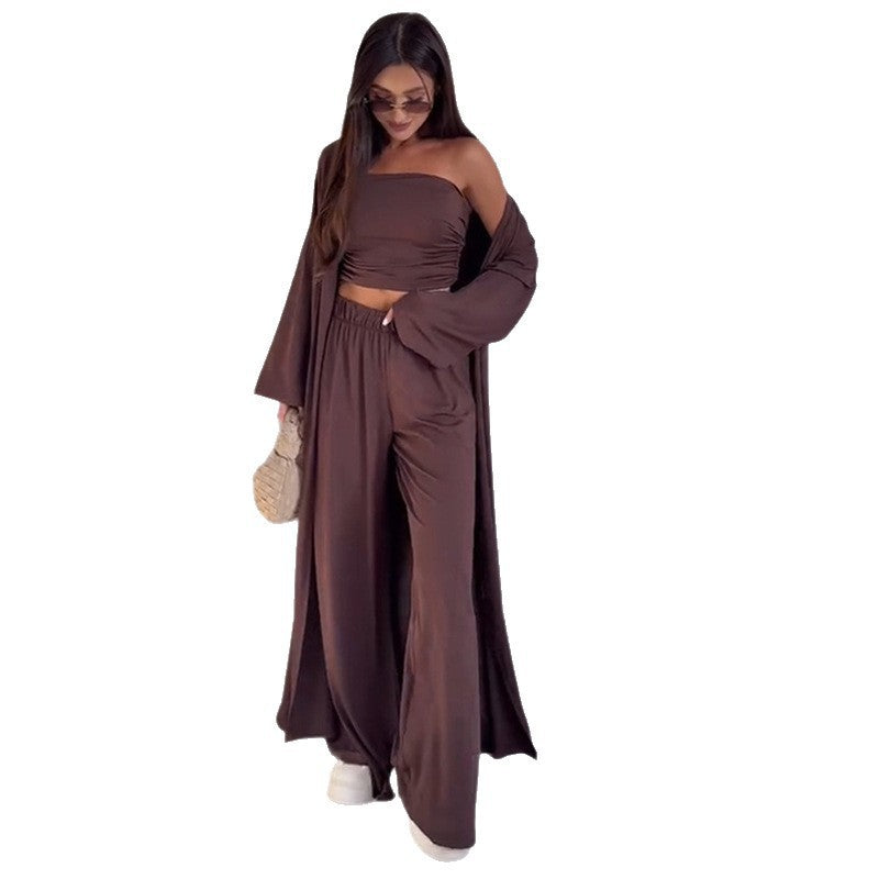 Cross Border European and American Style Women's Fashion Casual Loose Three Piece Set longue