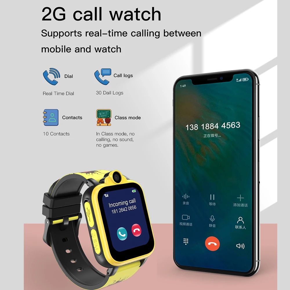 Multifonctionnel écran tactile pour enfants Positionnement Jeu Smart Watch