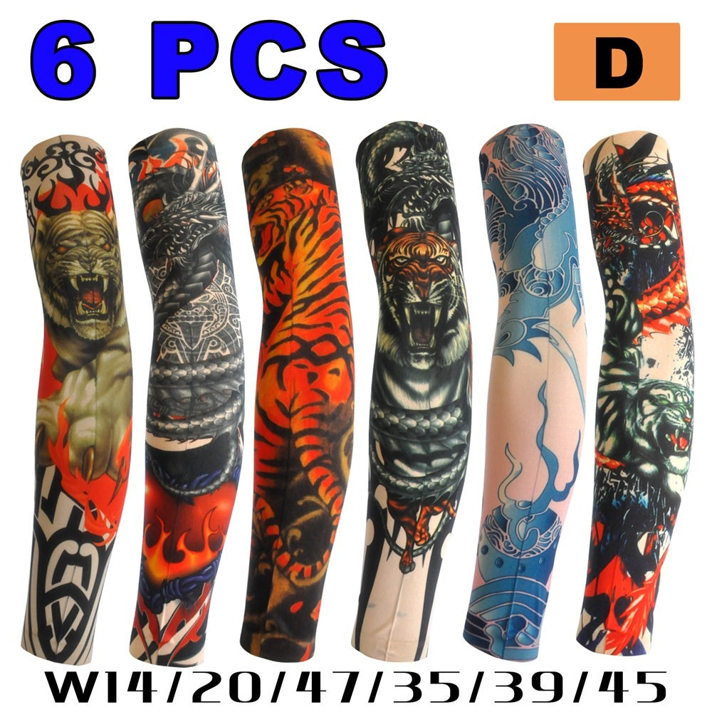 6-pièces combinaison sans couture tatouage de tatouage protection du soleil