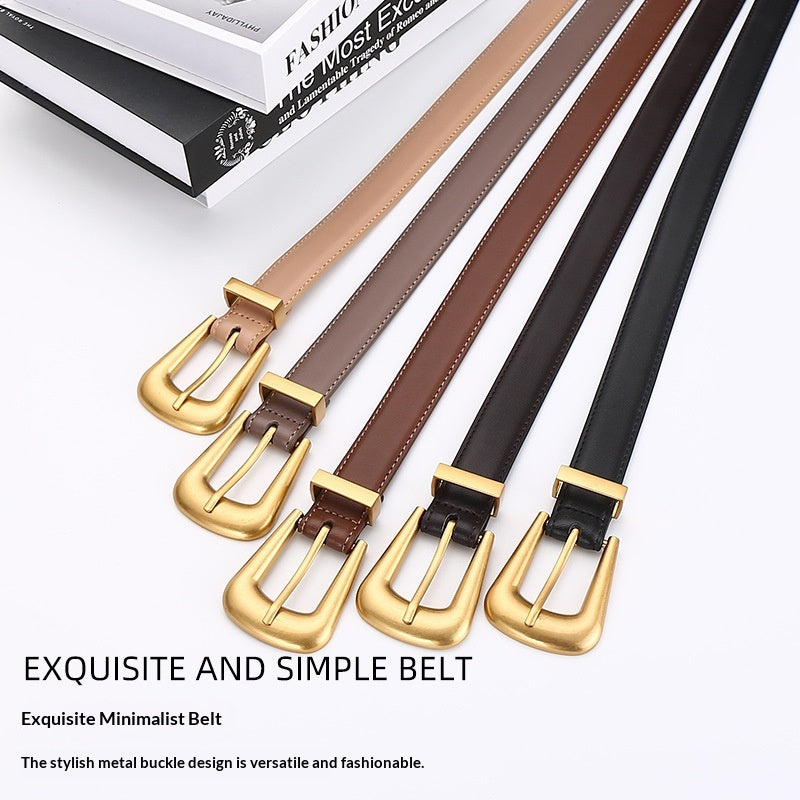 Femmes Retro Mode Unisexe Versatile Ceinture en cuir carré