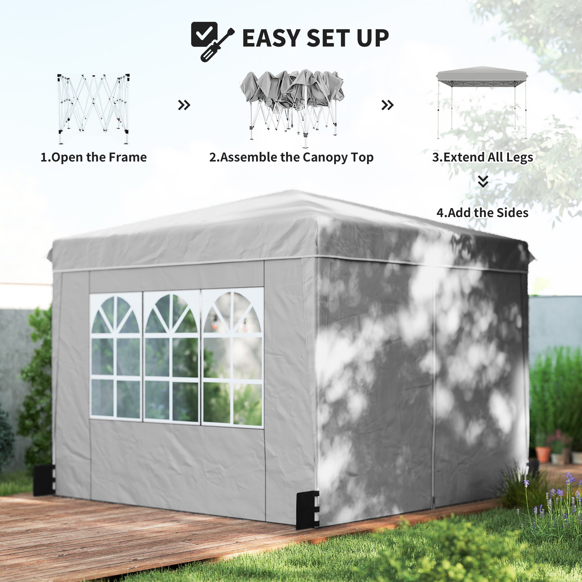 10 x 10 pieds Pop Up Canopy Tente avec parois latérales