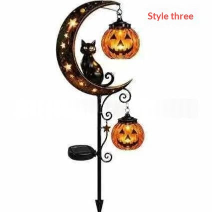 Black Cat Lune Lampe de sol Black Cat Pumpkin Moon Stake Light