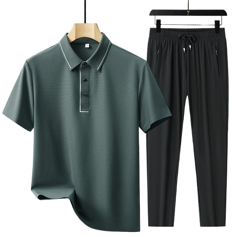 Polo sans couture de luxe haut de gamme en soie de luxe pour hommes Pantalon sport de loisirs