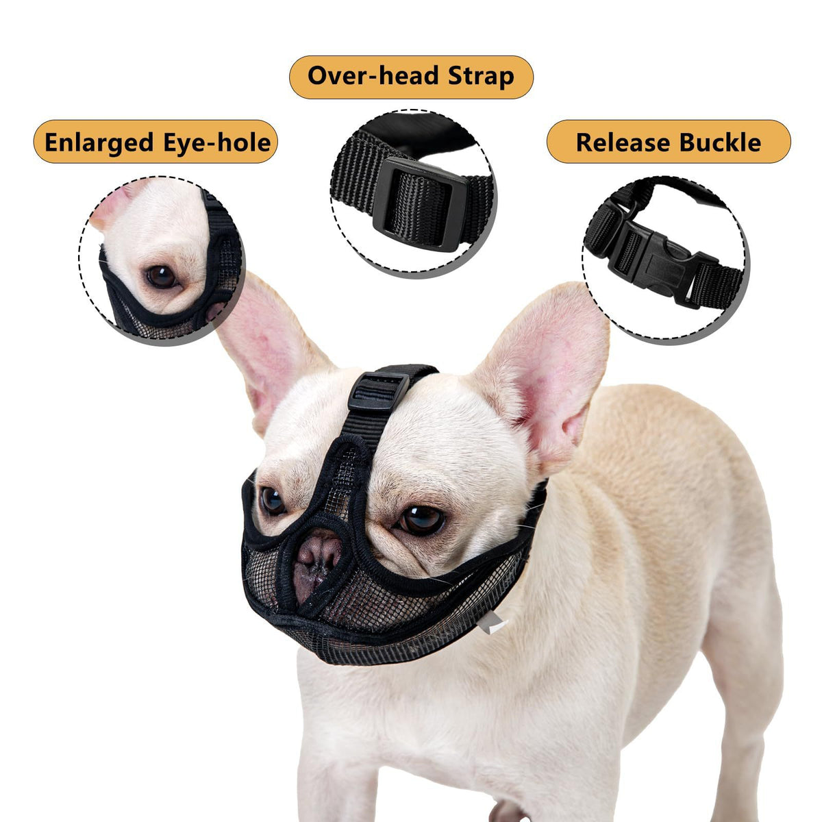 Muselière française Anti-Bite Fumée Respirante Pug Dog Masque visage Pet