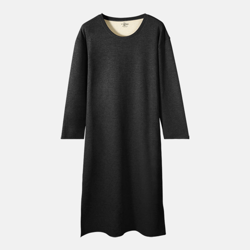 Homme AutomneHiver Manches longues Une piece Robe de nuit Longueur genou Peignoir Longue chemise de nuit