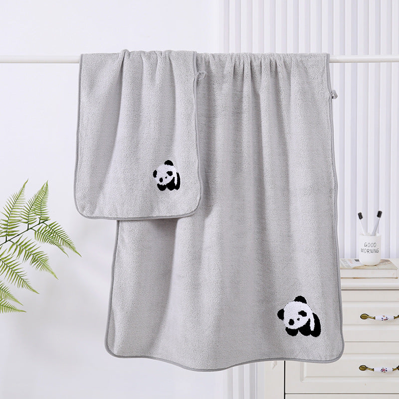 Coral Velvet Panda Broderie couvre doux et absorbant