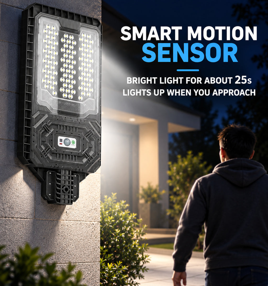 Solar Powered Motion Sensor Outdoor Light W7113 1 Noir pour Garden Yard Street Wall LED