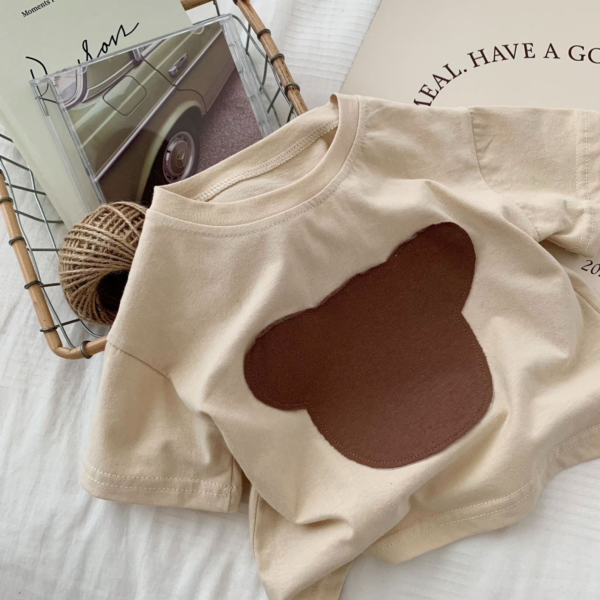 Haut de chemise de bas de mode patch ours pour enfants