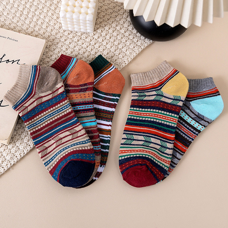 Chaussettes pour hommes style Harajuku Chaussettes à cheville avec motifs ethniques