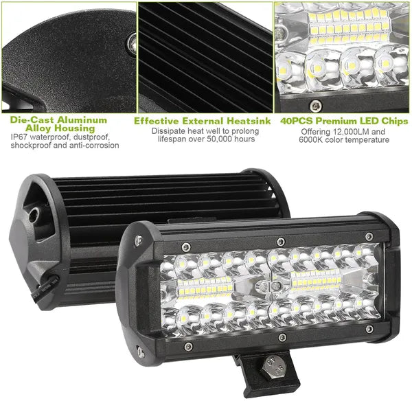 7in LED Light Bar 120W 12000LM LED lumières de travail lumières de conduite hors route IP67 étanche