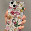 Transparent Phone Case with Pink Grenade and Shell Designs