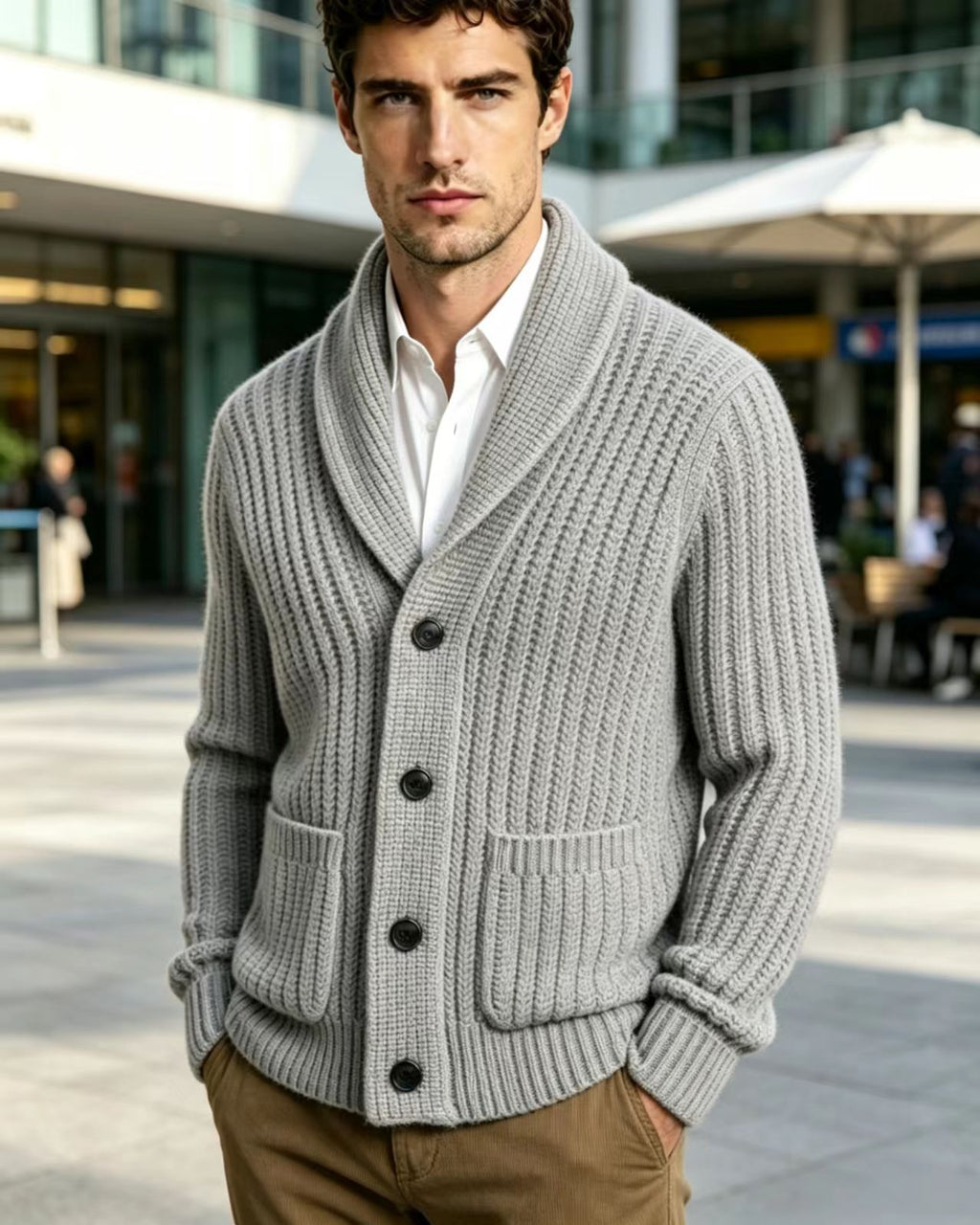 Veste de cardigan rayé pour hommes