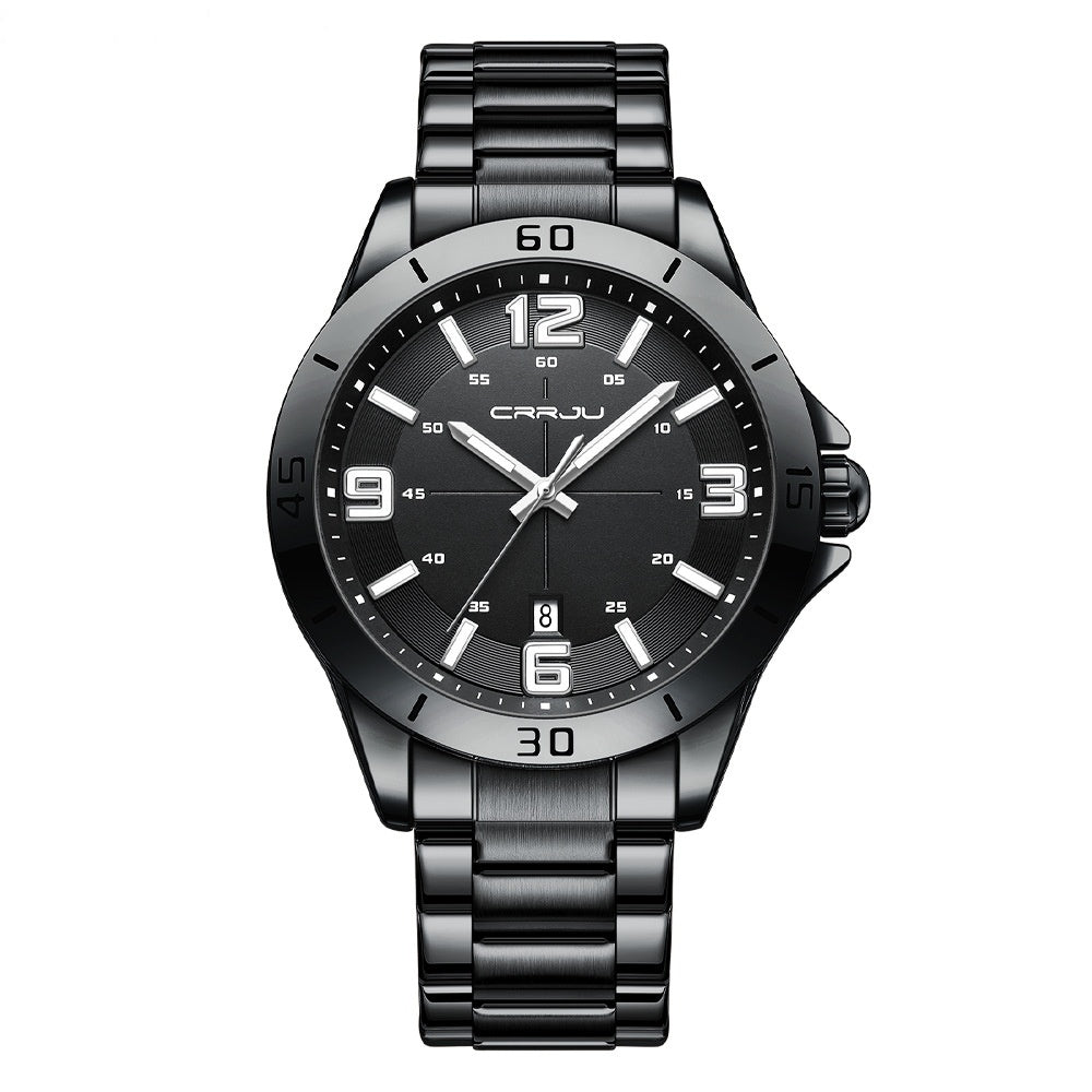 Waterproof digital quartz watch with a steel band