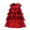 Filles Red Party Robe Tulle En couches Anniversaire Mariage Princesse Robe Age 6-10Y