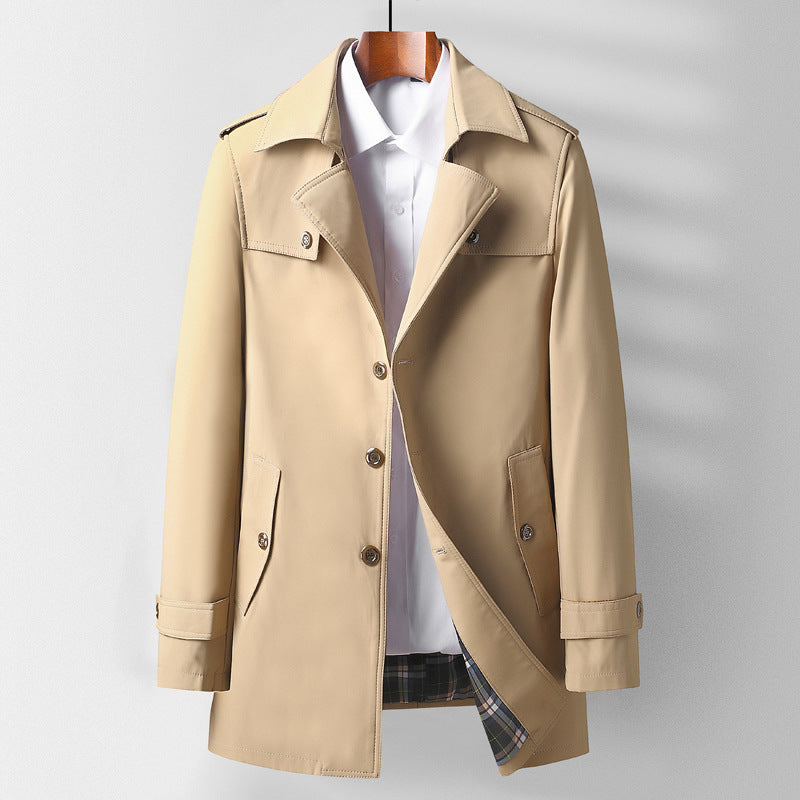 Mid-long Lapel Casual Fashionable Trench Costume polyvalent pour jeune et moyen-âge