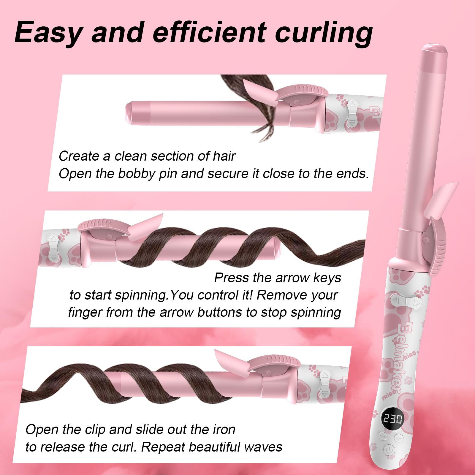 Iridescent Rotating Curling Iron Ceramic Curling Iron Convient à tous les types de cheveux Parfait