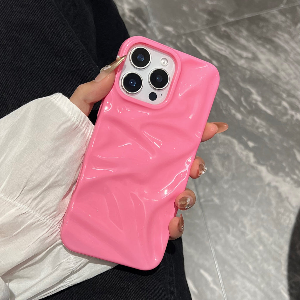 Ins Style Trois dimensions motif plissé Macaron série de couleurs Case téléphone
