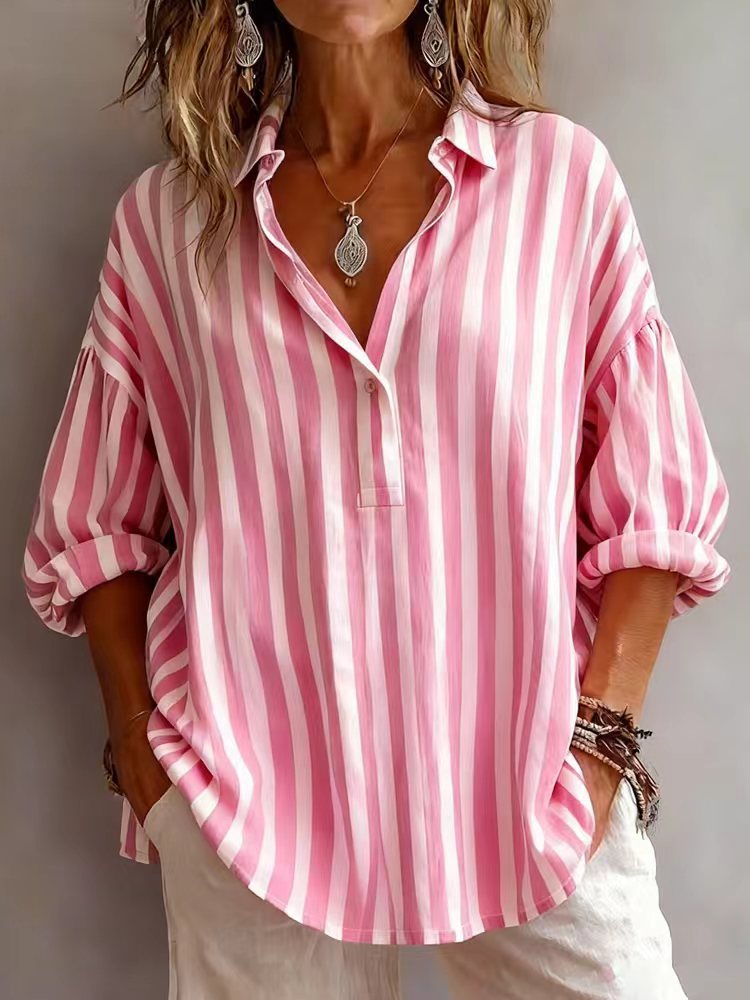 Exporter European And American Clothing Amazon Spring Shirt Collar Pullover Str à manches longues