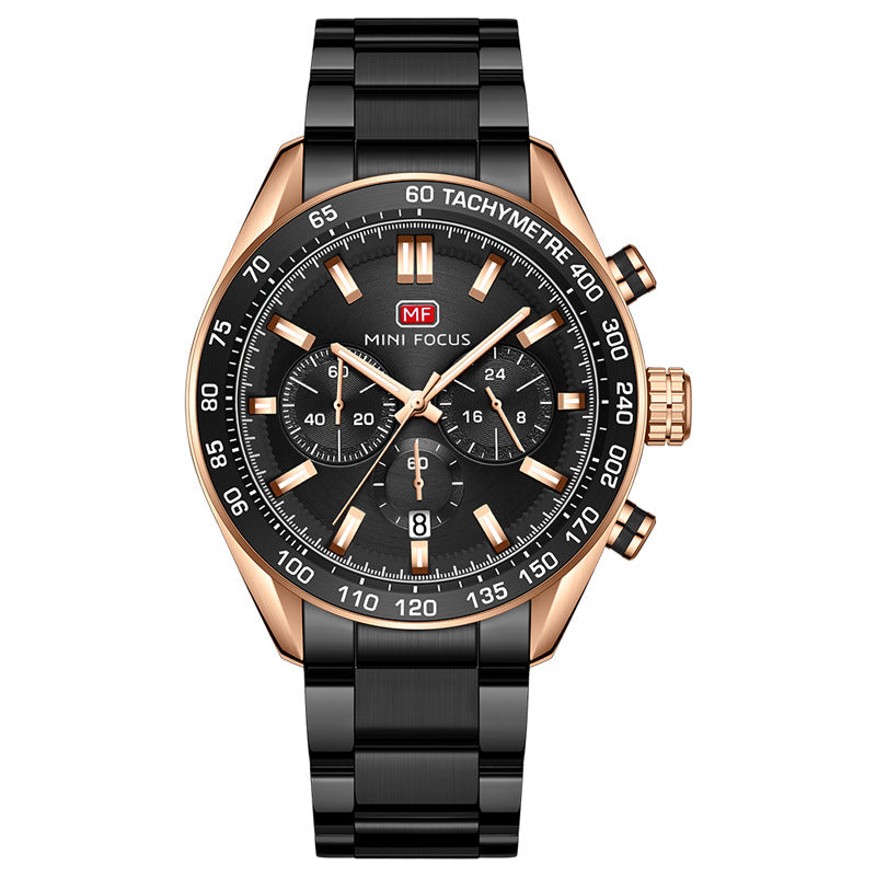 Ceinture en acier pour hommes Casual Quartz Montres Timing Business