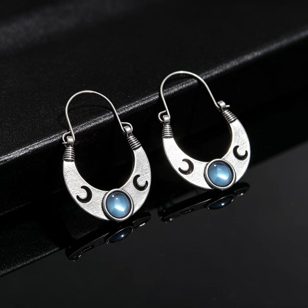 Boucles d'oreilles Vintage Moon Saphir pour femmes