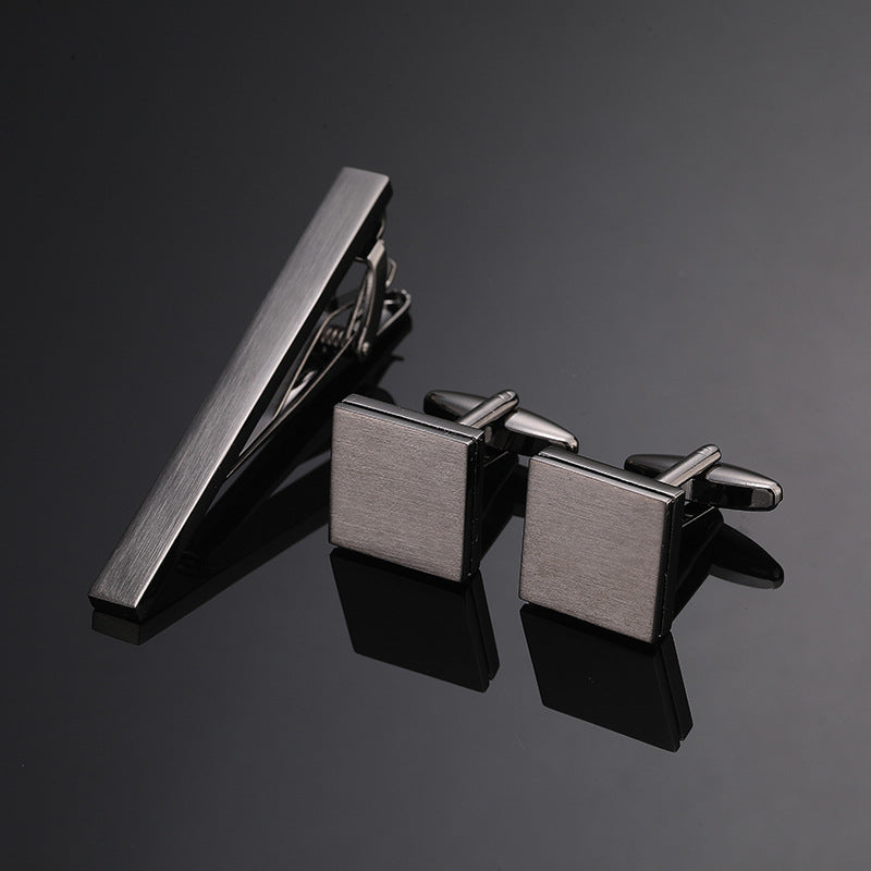 Clip en or argent noir Croix carré brossé