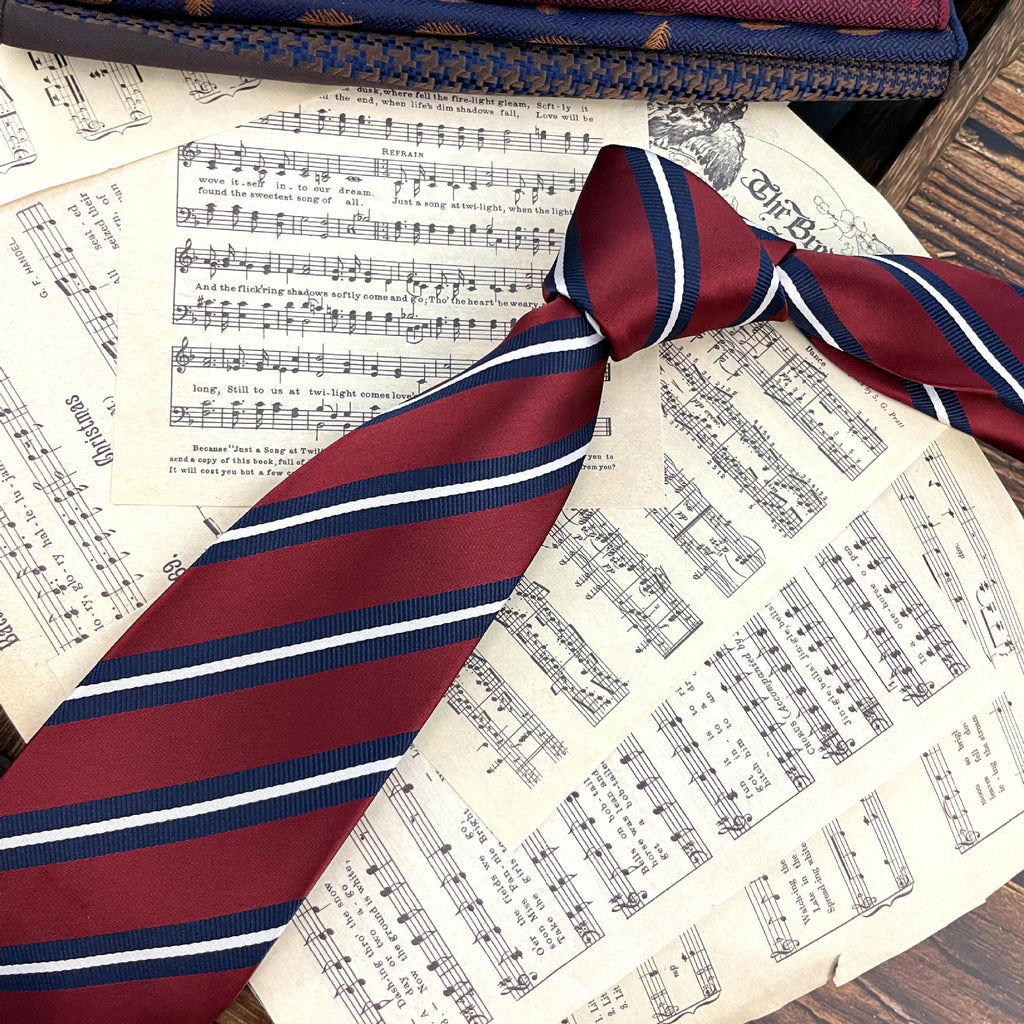 Retro Coffee Color Orange Red Striped Tie Hand Hit 8CM Hommes
